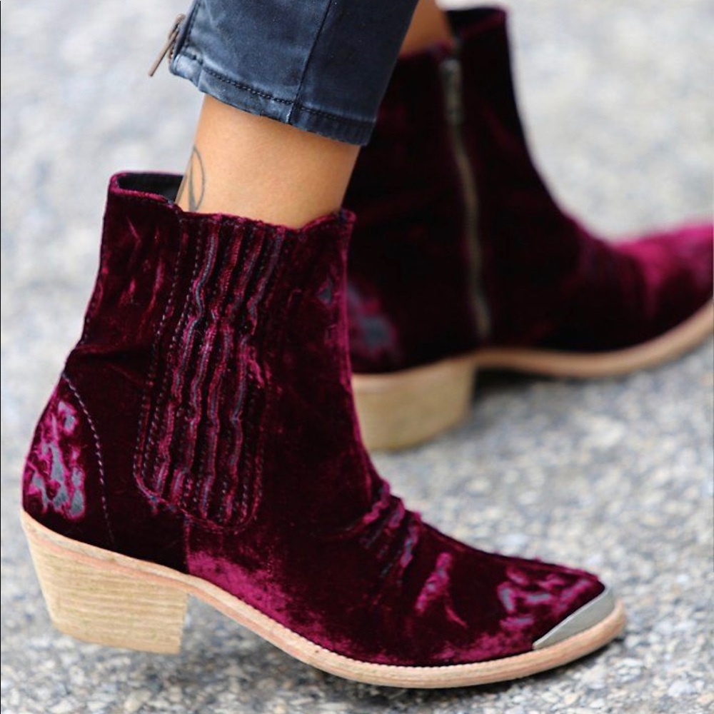 Free People Barbary Velvet distressed boot